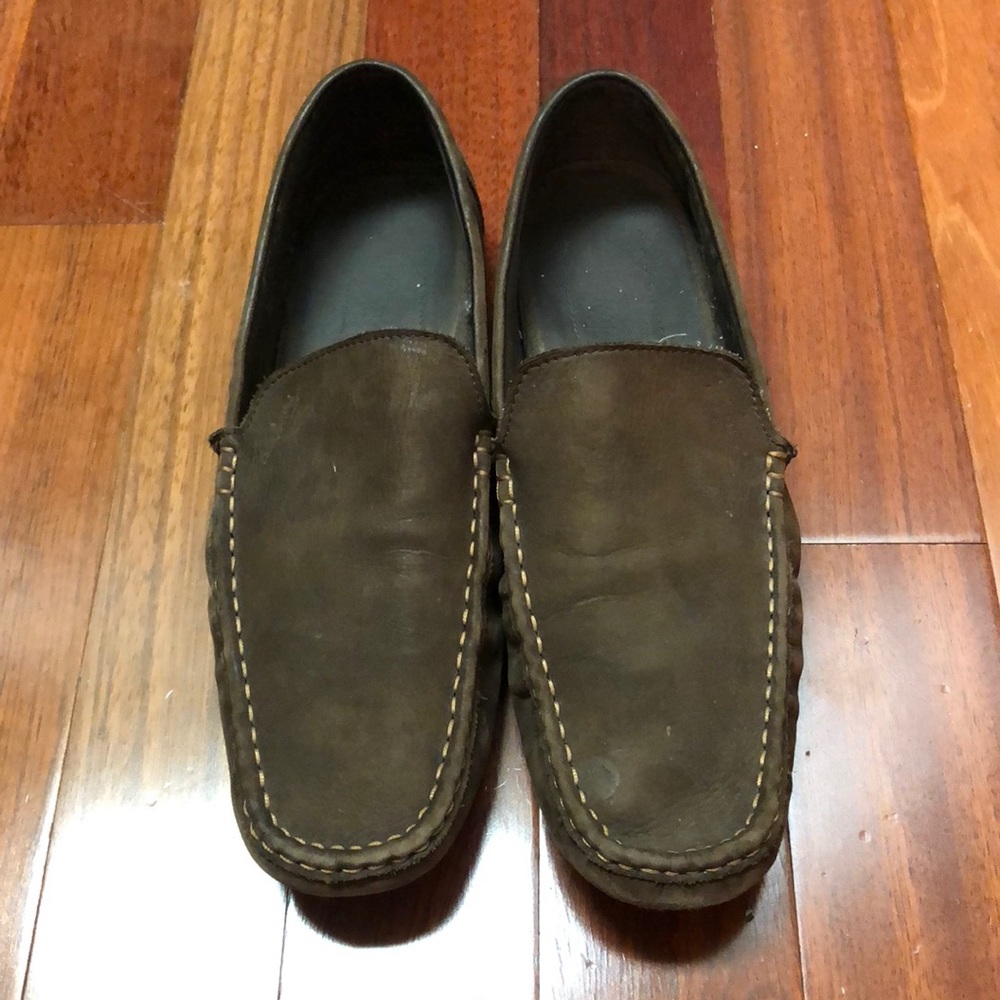 Ferragamo driving loafers, brown leather